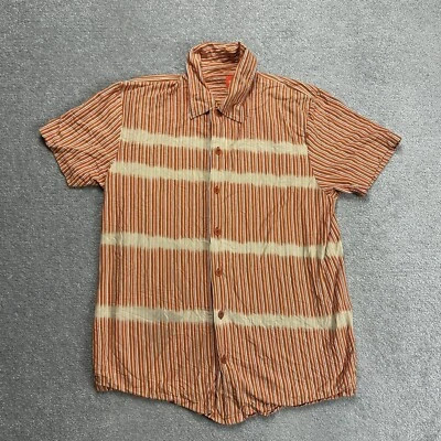 HUGO BOSS Herren Hemd Kurzarm Shirt Gr. L Regular Fit Gestreift 6310 Orange - Bild 1 von 4