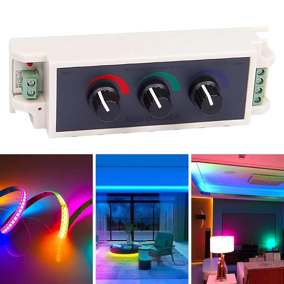 RGB LED Light Dimmer Knob Controller Switch DC12-24V 3‑Channel LED Light Strip - Image 2 of 4