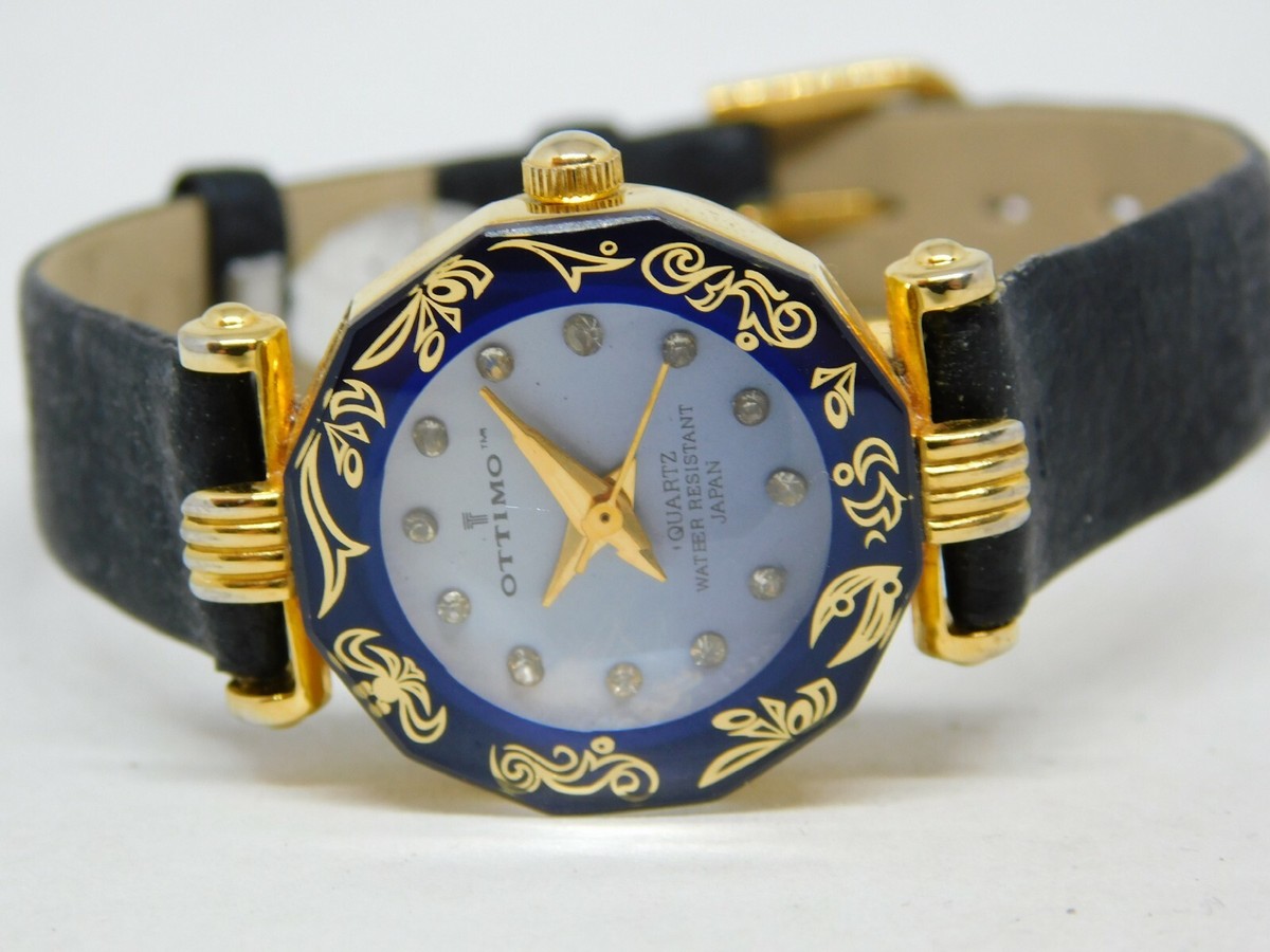 Ottimo 18K Gold Plated Genuine Leather Quartz Analog Women's Watch