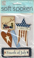 RARE! MAMBI Soft Spoken 3D stickers FOURTH OF JULY Theme 90533 Fast FREE Ship!