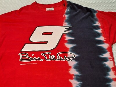 2001 Nascar Bill Elliot #9 Red Tie Dye Cotton T-shirt Size XL Competitors View