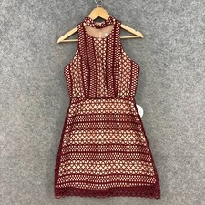 NEW Pilgrim Womens Dress Size 8 Burgundy Lace Sleeveless A-Line Zip Lined 43309