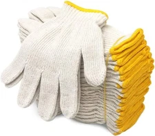 EvridWear Cotton Polyester String Knit Work Gloves Without Dots, 12 Pairs