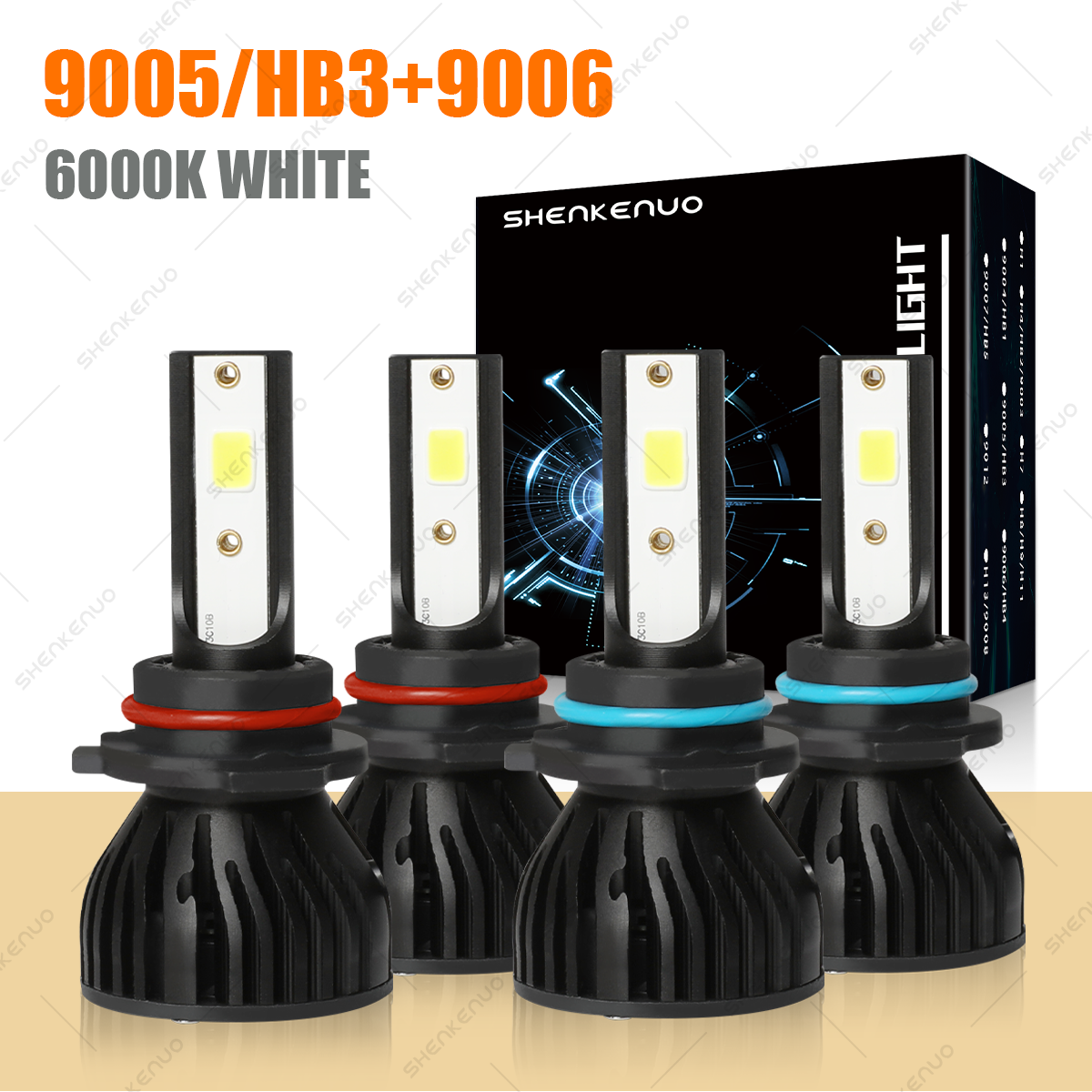 4X 9005 9006 LED Headlight Bulbs Kit For GMC Yukon Utility 4-Door 5.7L 1992-2006