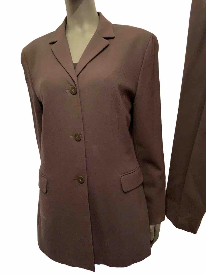 Traje Pantalón JOSEPHINE CHAUS Virgil Woof 100% Forrado Marrón Talla 10 j-12 P Foto 3 de 4