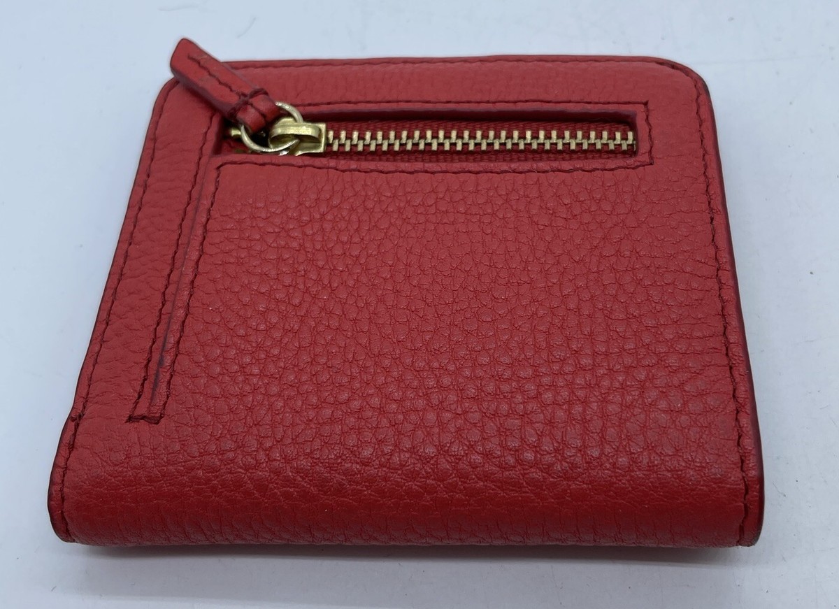 Fossil Madison Small Leather Bifold Wallet Red Brown EUC SL6684 