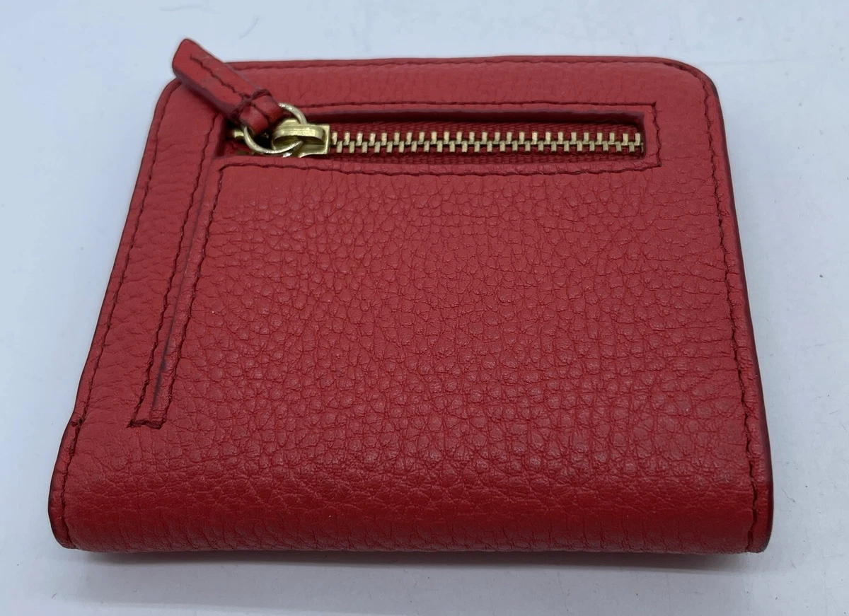 Fossil Madison Small Leather Bifold Wallet Red Brown EUC SL6684 