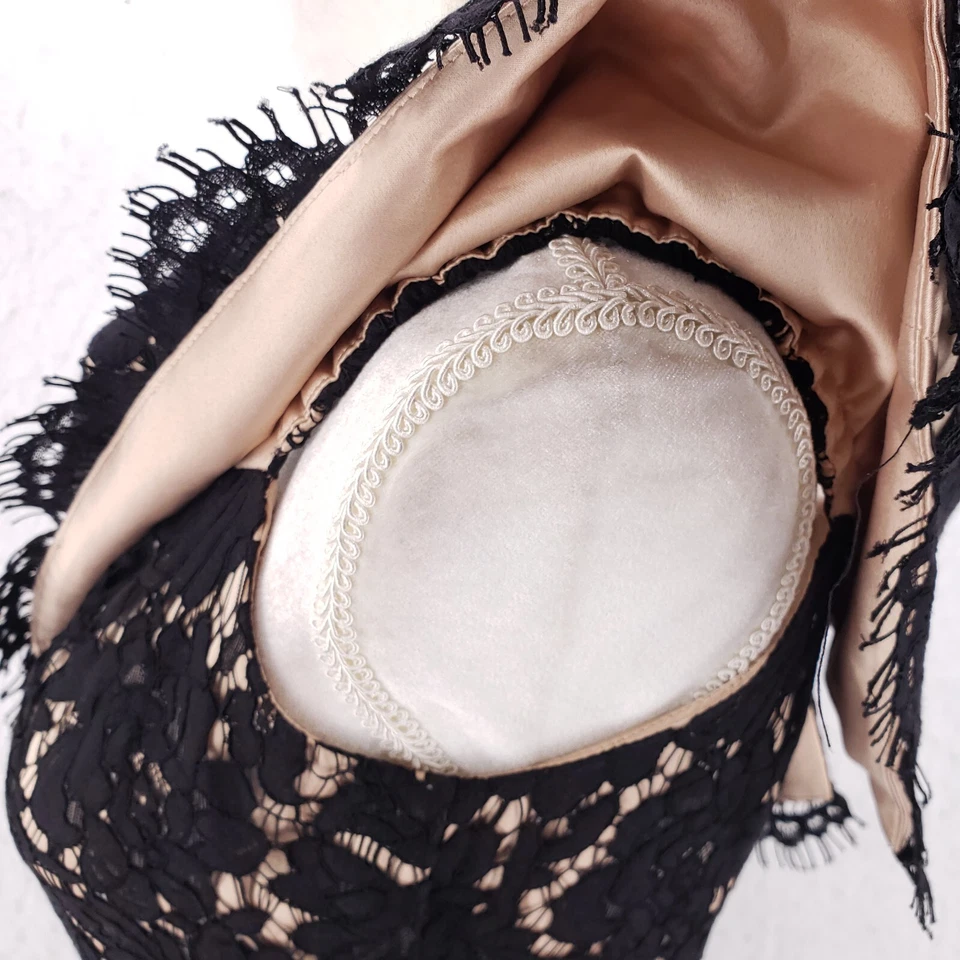 ELIZA J Off Shoulder Midi Dress Black Lace Overlay Ruffle Cocktail LBD Size 4P - Image 4 of 4