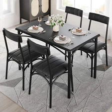 Dining Table Set for 4 Kitchen Table and 4 Upholstered Chairs Modern Furniture