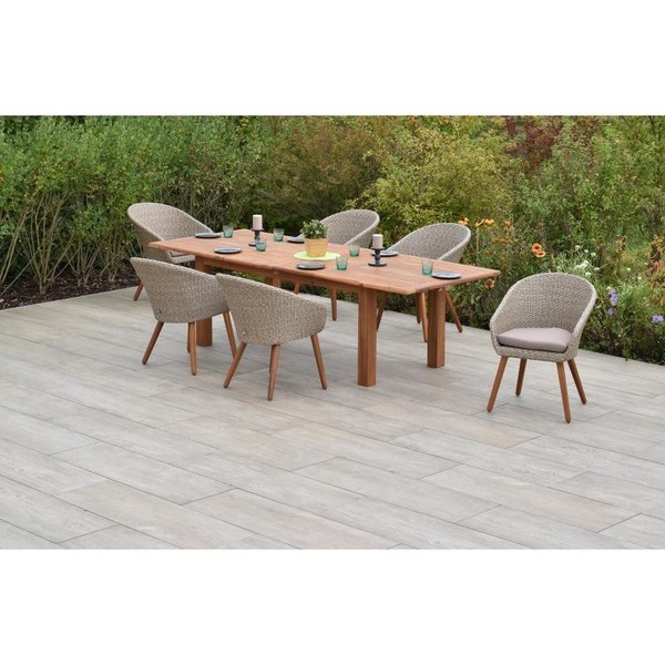 Merxx GartenmöBel Arrone Set 7Tlg. 6 Sessel Inkl Sitzkissen+1 Doppelausziehtisch-image
