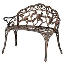 Outdoor 3 Seater Bench Cast Iron with 2 Armrest & Rose Backrest Courtyard Garden