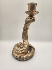 Martha Stewart Halloween 11" Snake Candlebra Gold Taper Candle Holder Rattle