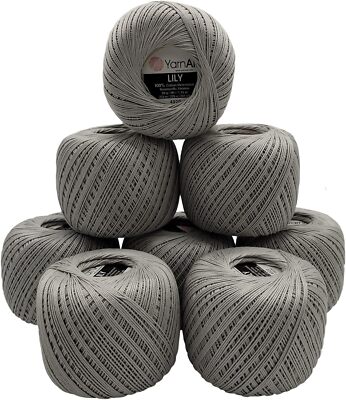 8 x 50 gr YarnArt Lily Filetgarn merzerisierte Baumwolle, Häkelgarn einfarbig