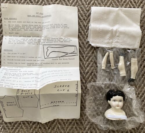 1970s Vintage Tudor Doll Making Kit 12" Porcelain Head Arms Legs Pattern - Picture 1 of 9