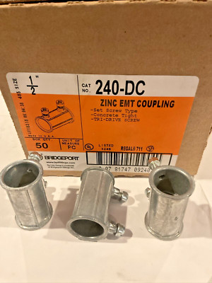 Bridgeport 240-DC Set Screw Coupling 1/2'' Zinc Die Cast - Lot of 50