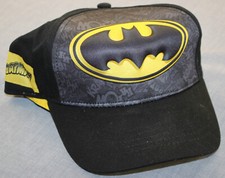 DC BATMAN Girl / Boys Black w Yellow Bat Logo - 3D POP Adj Baseball Cap Hat NWT