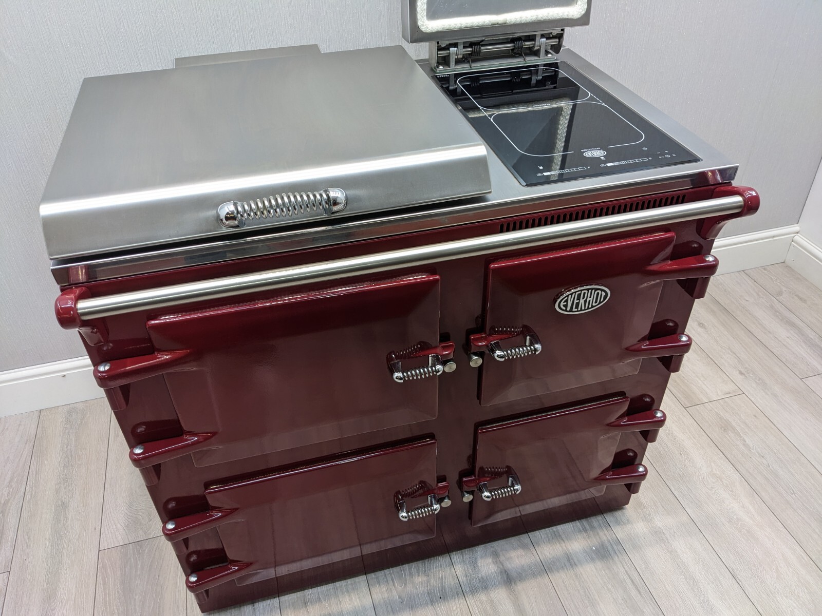 EVERHOT 100i ALL ELECTRIC RANGE COOKER 13 AMP WITH ECO MODE IN BURGUNDY