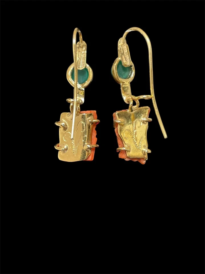 Orecchini in corallo Agata verde e argento - Immagine 3 di 4