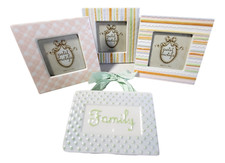 Picture Frame Set with Holder "Family" 5-Piece Easel Back Ceramic Nursery Decor