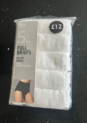 M&S Collection weiß 5er-Pack Baumwolle modal kein VPL voller Slip