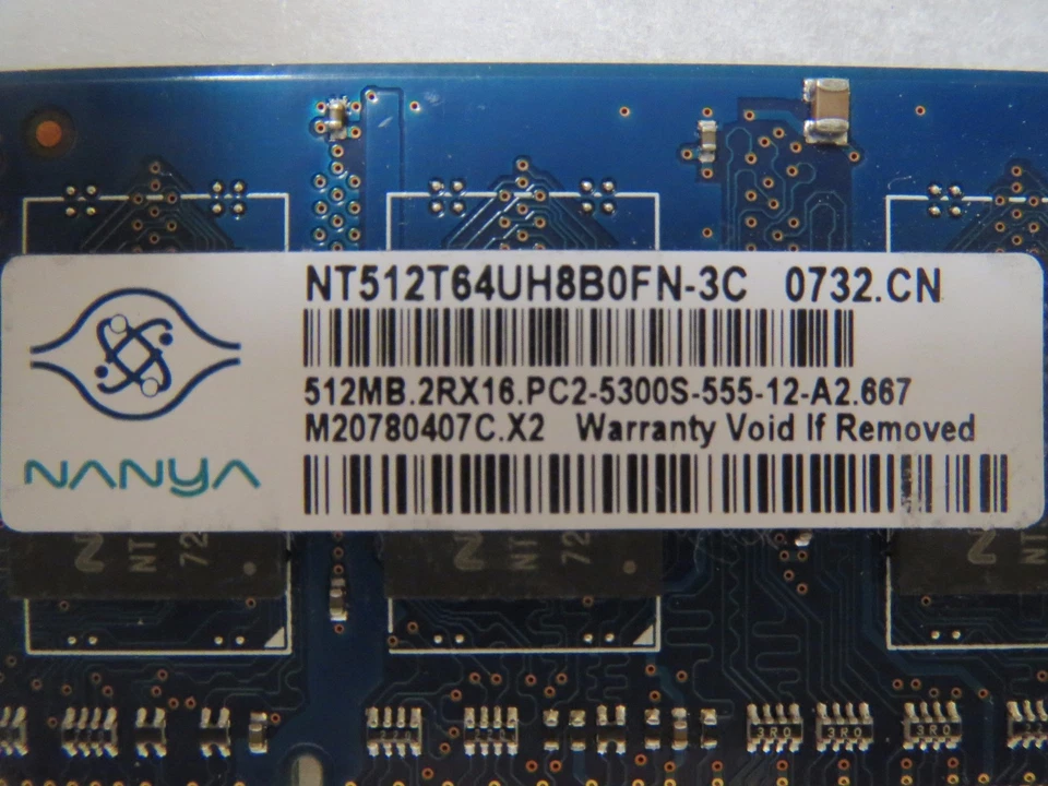 NANYA 512 MB 2RX16PC2-5300S-555-12-A2 NT512TT64UH8B0FN-3C MEMORY RAM - Image 2 of 2