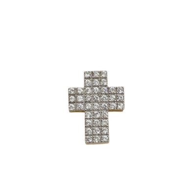 10ct Yellow Gold Cross Cubic Zirconia Pendant 1.8g Preloved