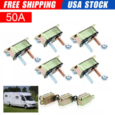 5pcs 50A Universal Auto Automatic Fuse Reset Circuit Breaker Copper Stud Bolt US