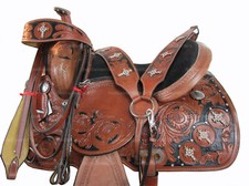 TRAIL WESTERN SADDLE HORSE PLEASURE FLORAL TOOLED LEATHER TACK SET 15 16 17 18