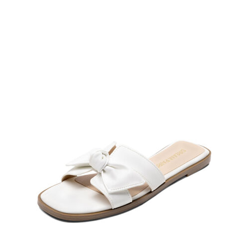 Women Lightweight Summer Square Open Toe Slide Sandals Slip On Casual Sandals