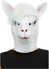 ADULT GOAT RAM SHEEP LLAMA ANIMAL COSTUME OVER THE HEAD LATEX FULL MASK WHITE