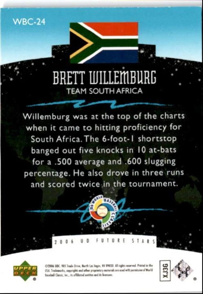 2006 Upper Deck Future Stars World Brett Willemburg . South Africa #WBC-24 - Image 2 of 2