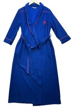 Bill Blass Blue Terry Cloth Bathrobe With Red Embroidered Logo  Piping