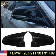 For BMW F20 F21 F30 F31 F87 Gloss Black Front Side View Mirror Covers Cap M Look