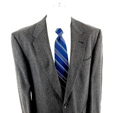Hart Schaffner Marx Tweed Wool 2 Button Sport Coat 44R Gray Herringbone