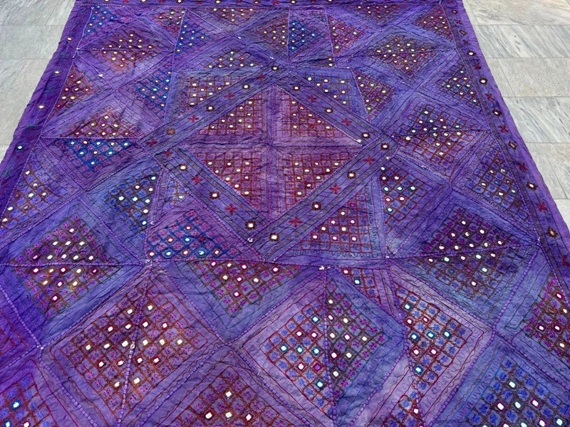 Colcha antigua hecha a mano colorida retazos artesanal espejo ropa de cama 235x217 cm Foto 2 de 4