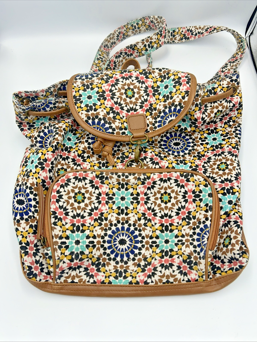 Mossimo Supply Large Backpack Boho Multicolor Canvas Faux