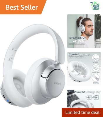 Premium Deep Bass Wireless Headphones with Fast Charging and Noise Cancellation