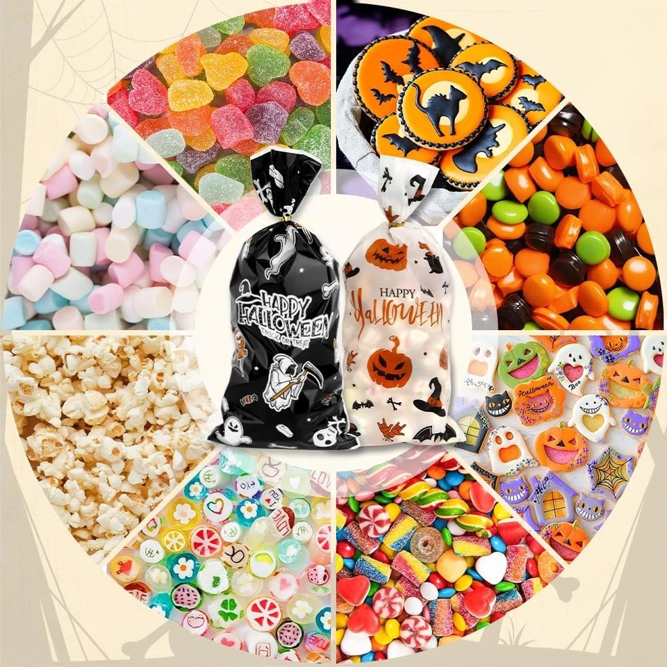 100 PIEZAS Bolsas de golosinas de Halloween (5x11 1 unidad (paquete de 100), 100 bolsas de halloween  Foto 4 de 4