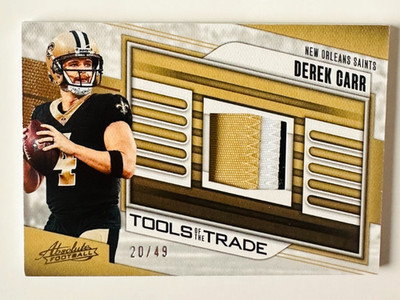 2023 Panini Absolute Derek Carr Jersey PATCH Card Tools of the Trade #/49 Saints