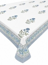 Indian Hand Block Print Tablecloth Kitchen Linen 100 Cotton Floral Hippie Decor