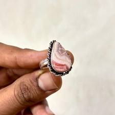Rhodochrosite Solid 925 Sterling Silver Statement Handmade Ring, All Size M1530