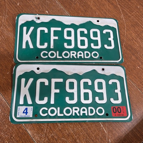 2000 Colorado License Plate Pair KCF9693 man cave BAR
