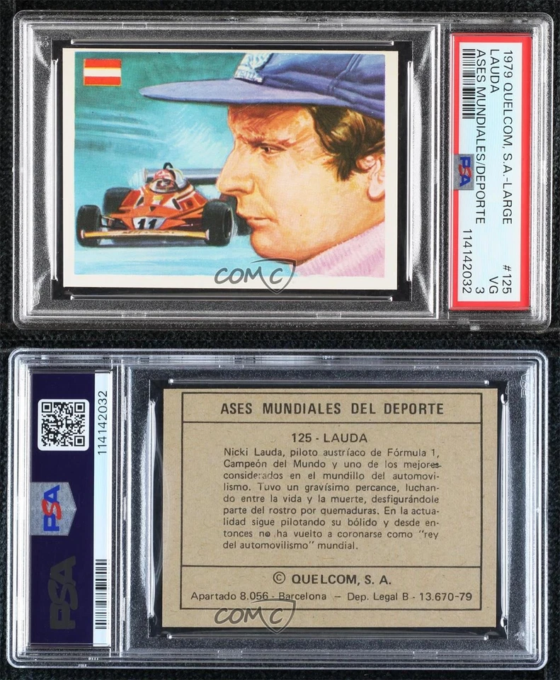 1979 Quelcom Ases Mundiales Del Deporte Large Niki Lauda Nicki #125 PSA 3 HOF - Image 3 of 3