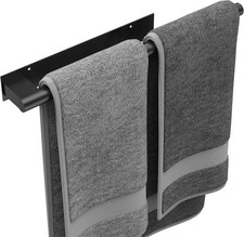 15 Inch Self Adhesive Towel Bar Stainless Steel Wall Mounted Rack Matte Black RV