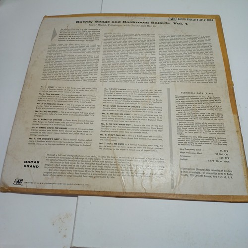 Bawdy Songs & Backroom Ballads Volume 4 OSCAR BRAND VINYL LP ALBUM 1957 AUDIO FI - Picture 5 of 5