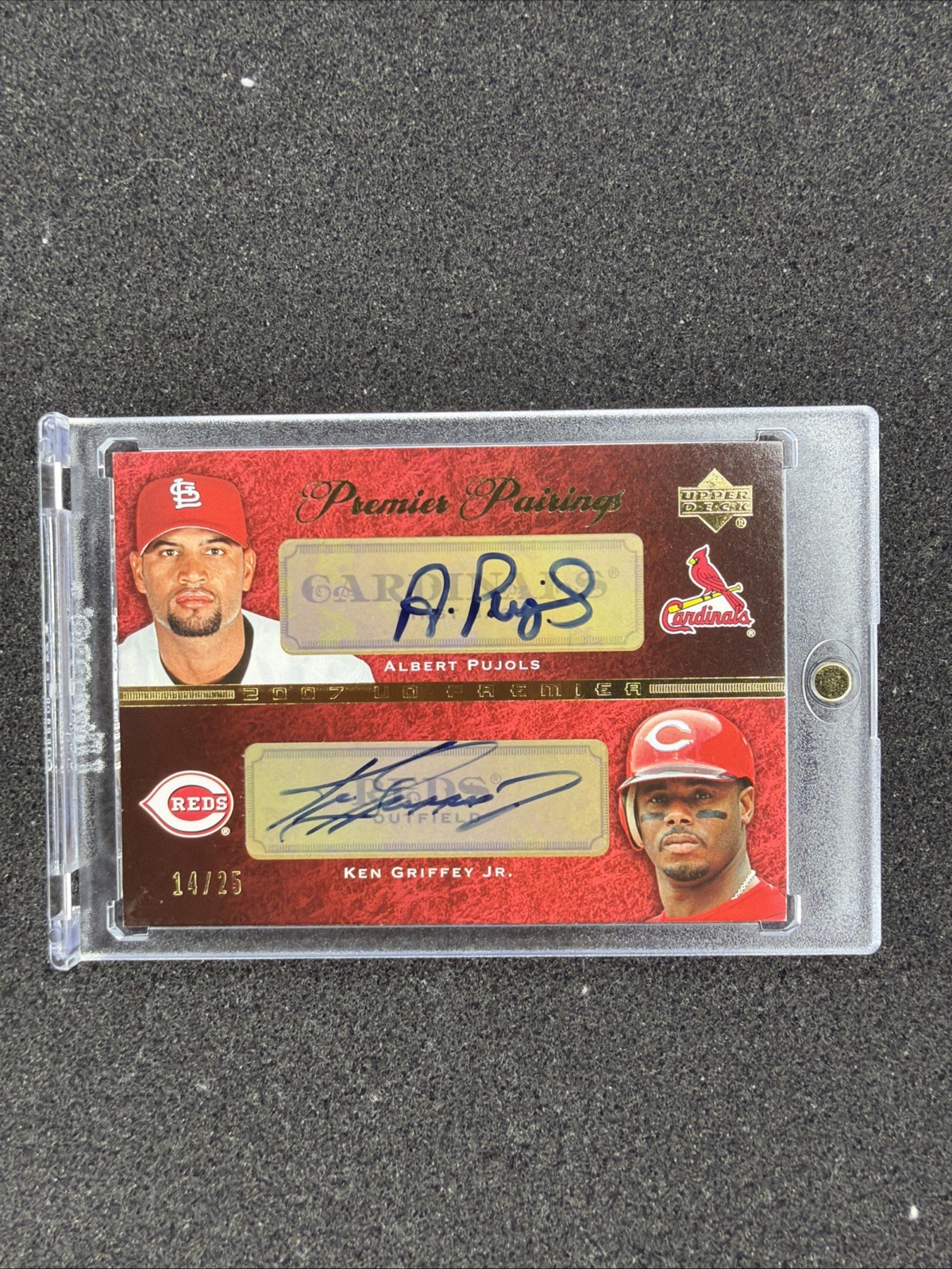 Albert Pujols Anaheim Angels 2007 UD Premier Ken Griffey Jr Premier Pairings Auto /25 