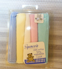 Vintage Spencer's Baby Washcloths 100 Cotton 5 Pack Terry Washcloths