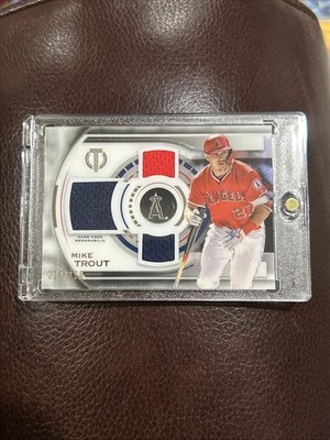 2019 Topps Tribute Triple Relics #27/150 Mike Trout Jersey Match Game Used