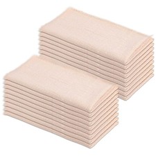 24 Pcs 17 Ivory Cotton Cloth Napkins, Fringe, Rustic, Reusable, Washable, Set