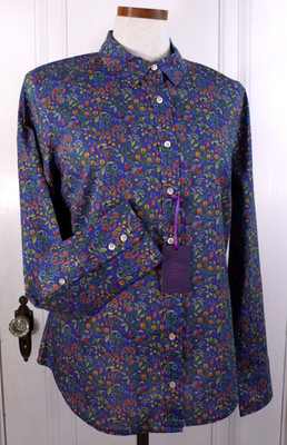 NWT J. CREW Rtl. 128 BUTTON UP COTTON SHIRT BLUEBIRD FLORAL LIBERTY FABRIC Sz 12